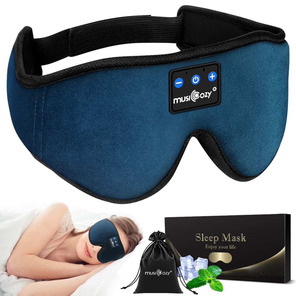 3D Bluetooth Wireless Headband Sleep Mask, Pack of 2 G868