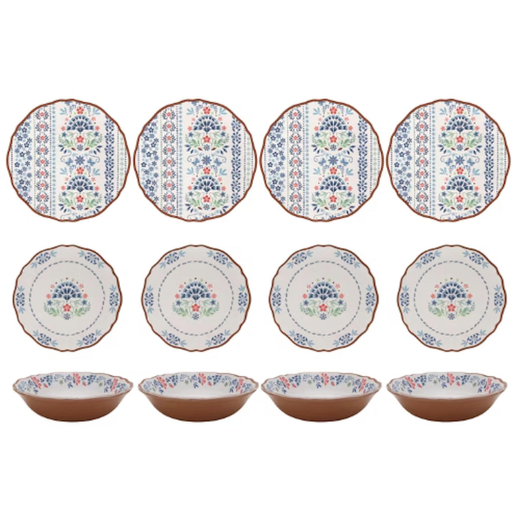 12-Piece Bamboo Melamine Dinnerware Set Y5198