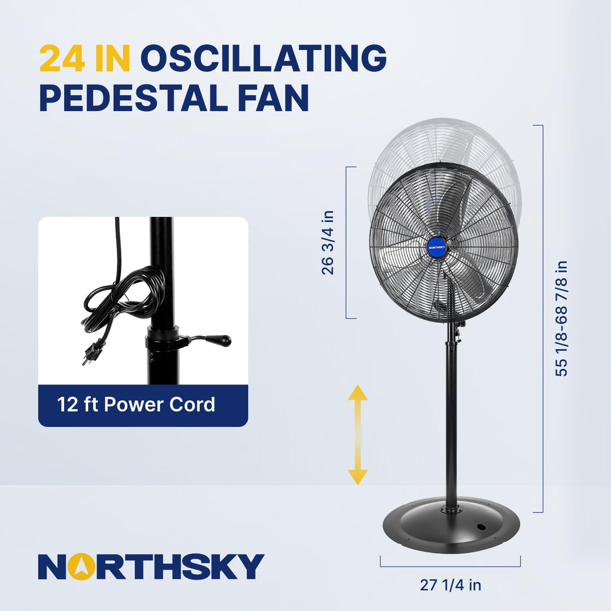 24 Inch 2 Speeds Pedestal Fan M225508