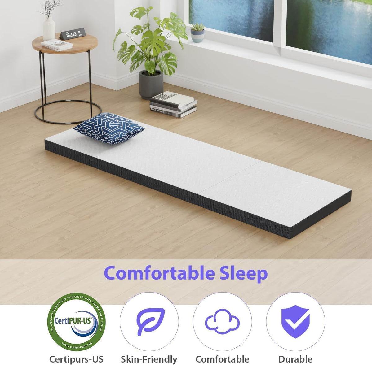3 inch Tri Fold Memory Foam Mattress with Mesh Cover M696