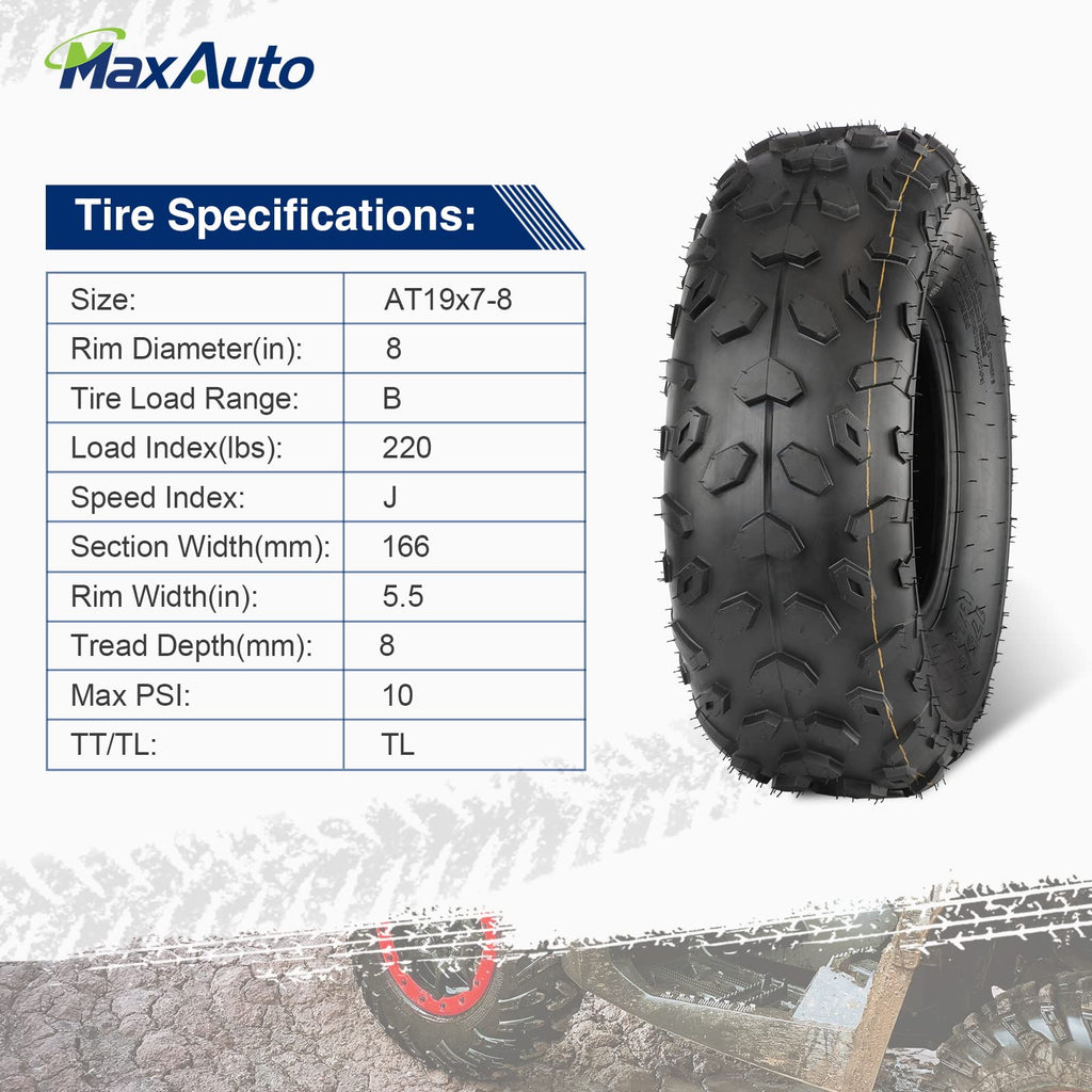19x7-8 ATV UTV Off-Road Tires Set of 2 I438485