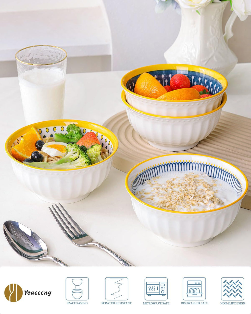 Bohemian Ceramic Bowls Set of 4 L62718