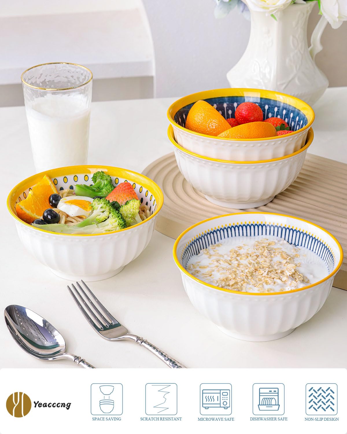 Bohemian Ceramic Bowls Set of 4 L62718