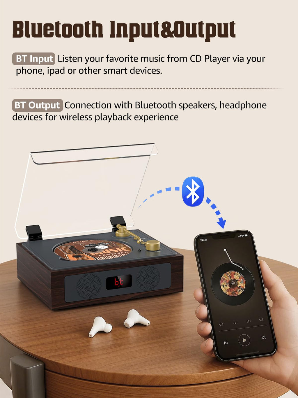Portable CD Player with Built-in Speakers Bluetooth I300