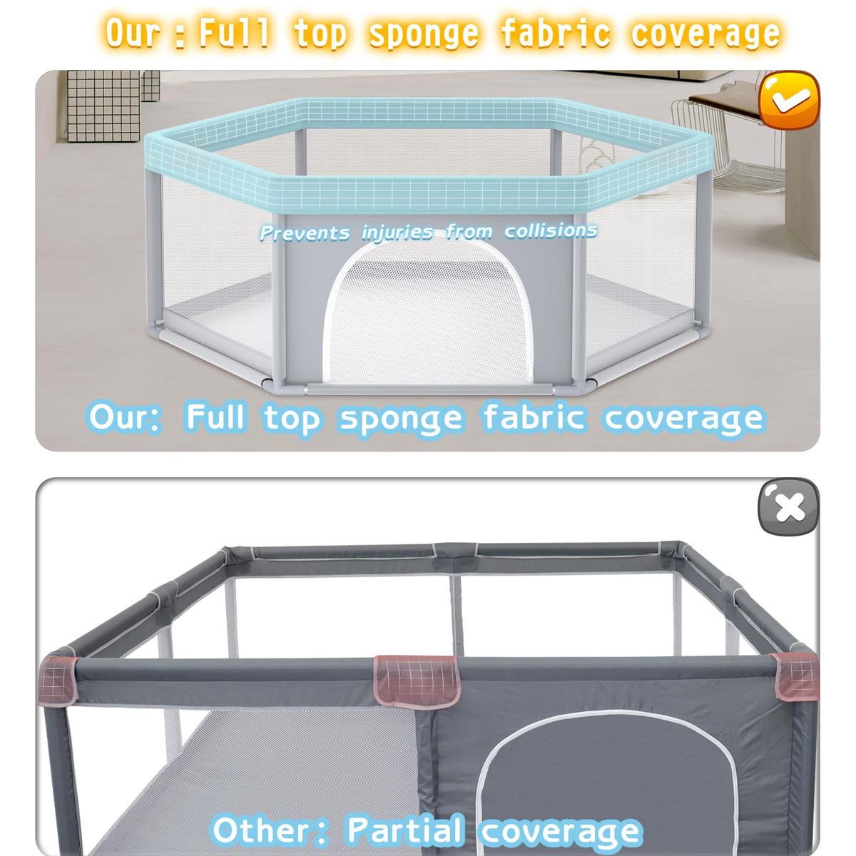 65x65 Inch Hexagonal Baby Playpen I749653