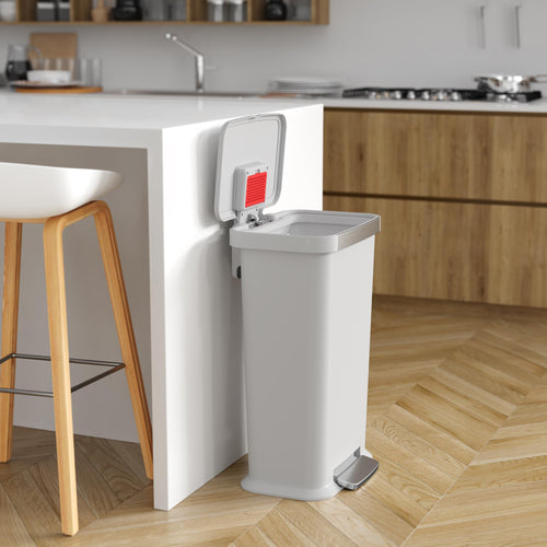 13.2 Gal Step Pedal Kitchen Trash Can with Odor Filter, White Plastic N1259