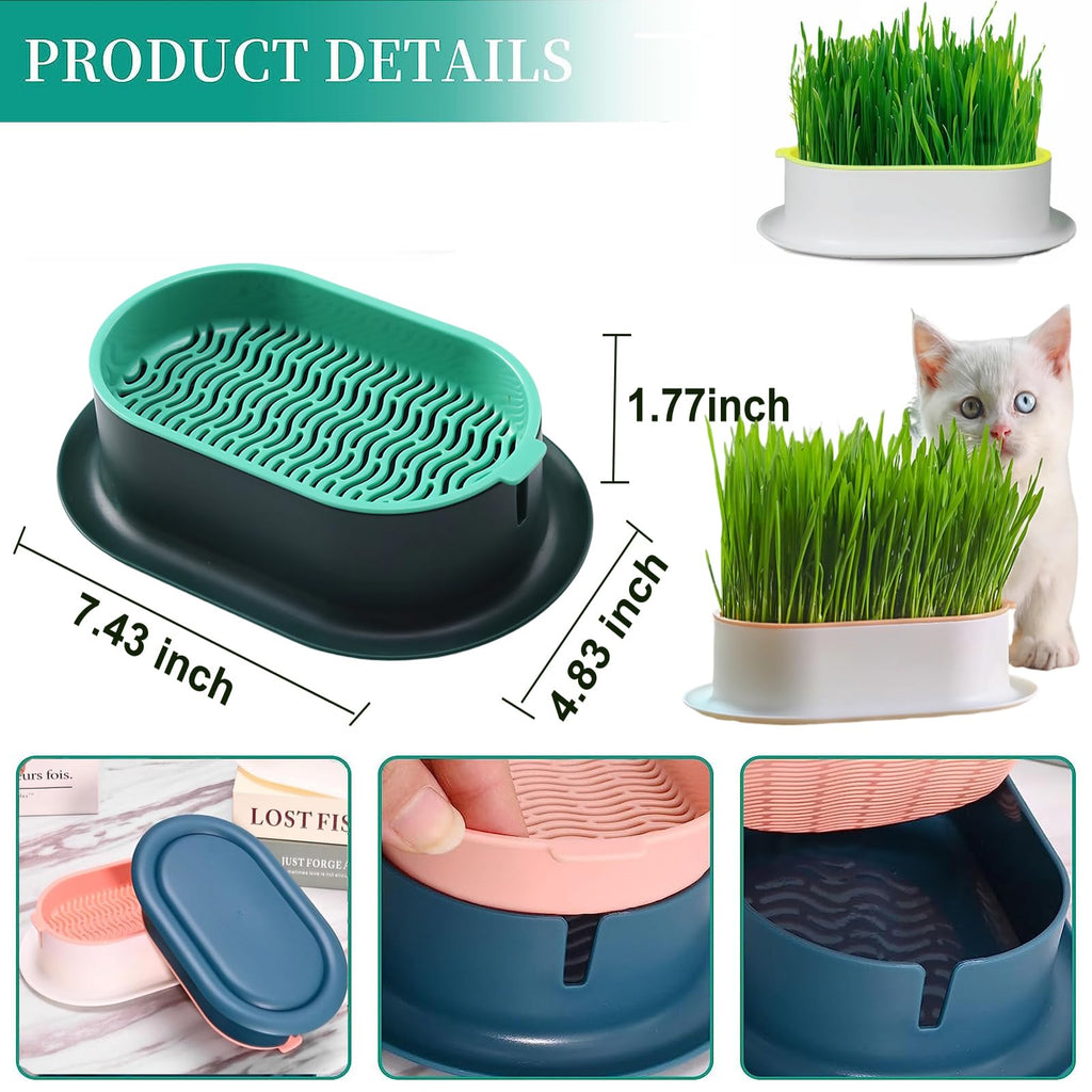2Pcs Cat Grass Planter Hydroponic Growing Kit W8740