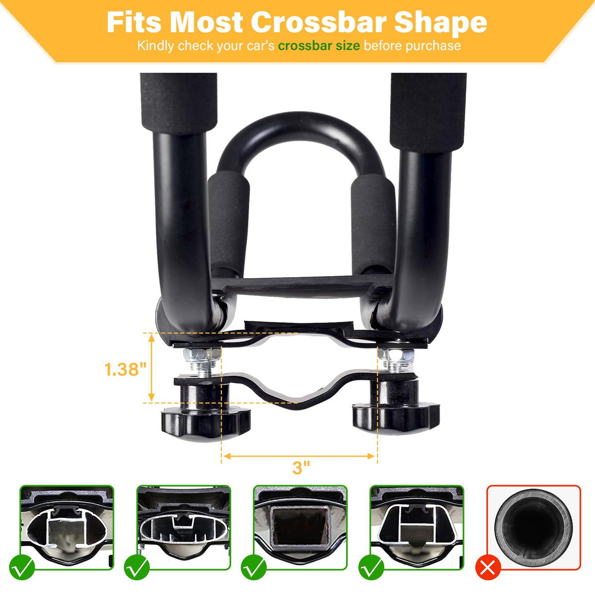 2 Pairs J-Bar Kayak Roof Rack Set of 4 G235