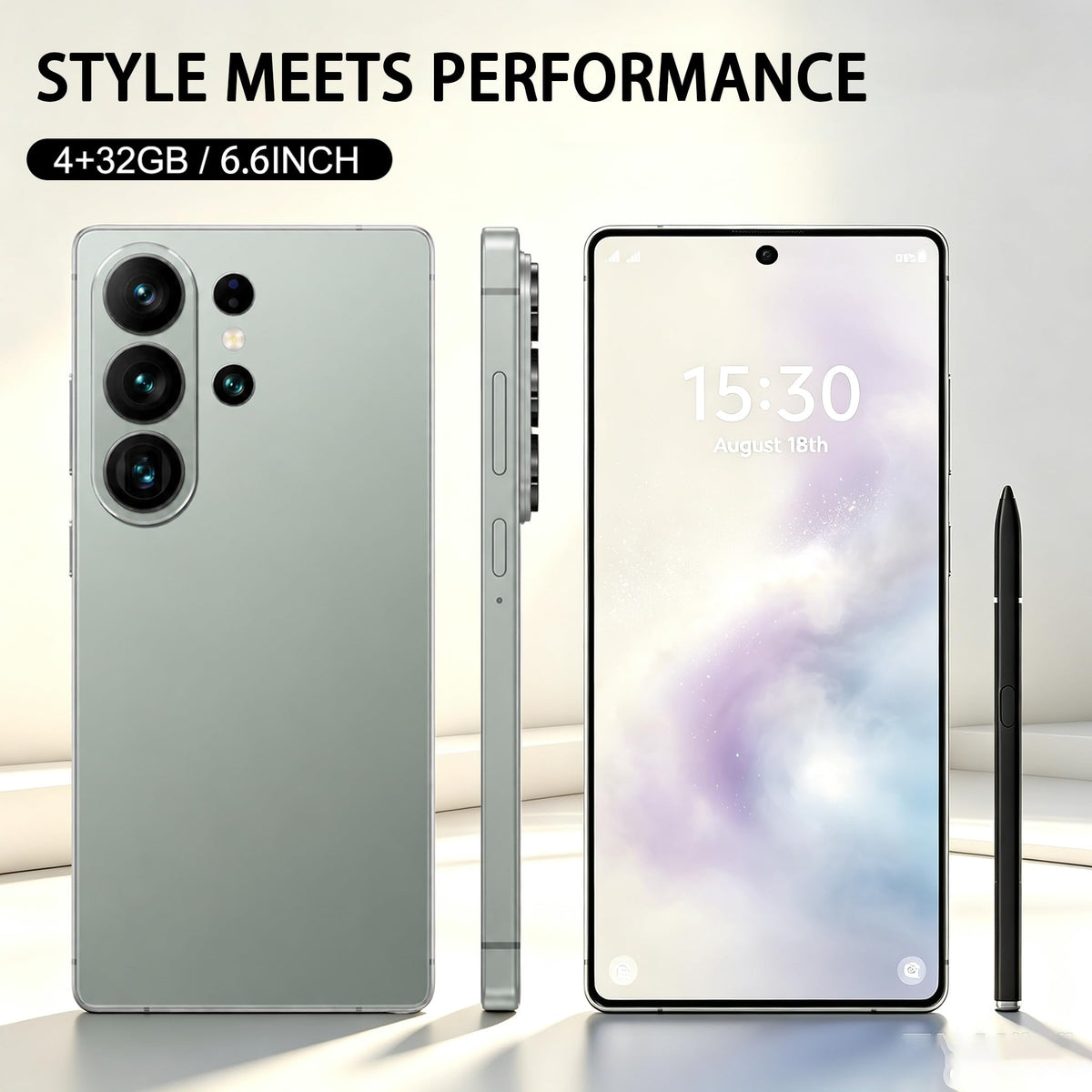 Unlocked Smartphone 6.6" HD 4GB+32GB 256GB Expandable Android 12 Black Z4878