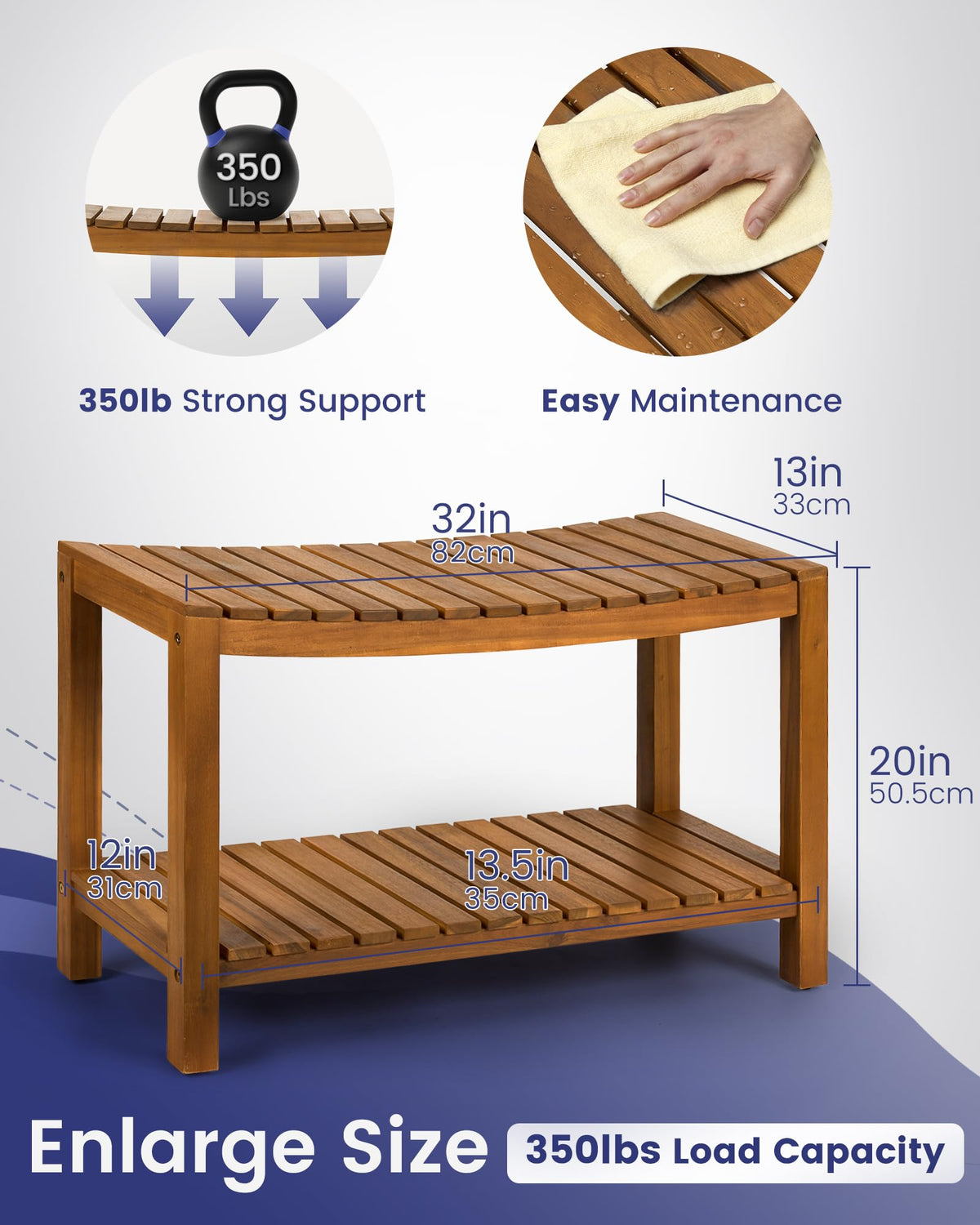 32" Solid Wood Teak Shower Bench N408611