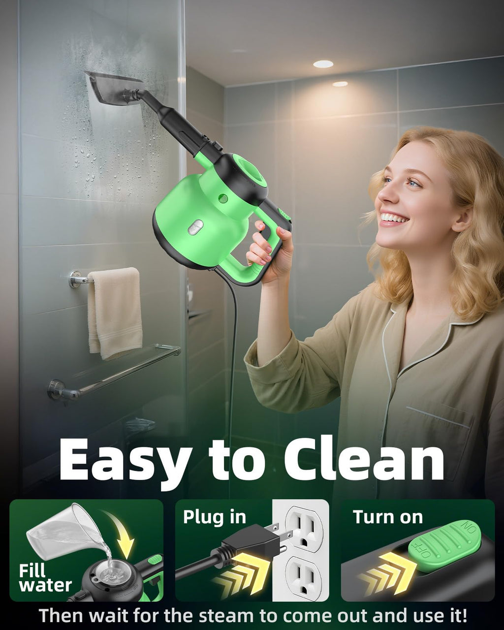 1400W 12-in-1 Steam Mop with Detachable Handheld Steam Cleaner U799400