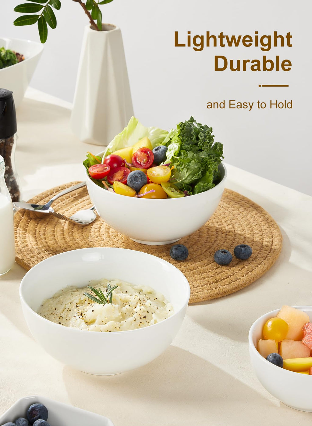 White Ceramic Bowls Set of 4 Z91630