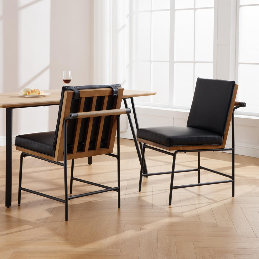Black PU Dining Chairs Set of 2 I902