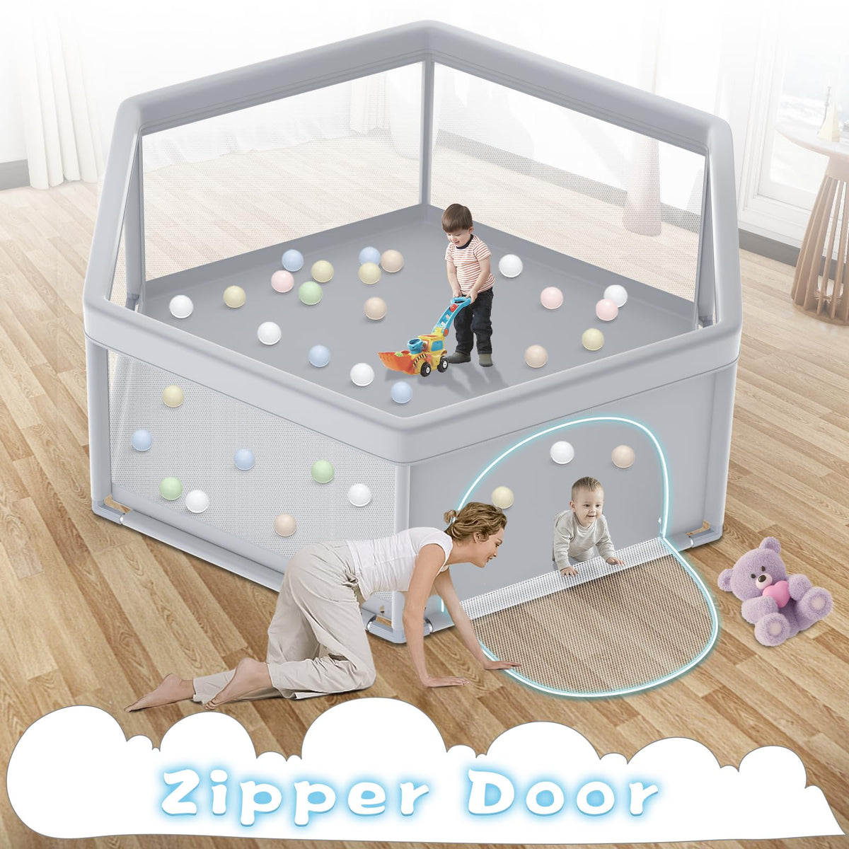 65x65 Inch Hexagonal Baby Playpen I749653