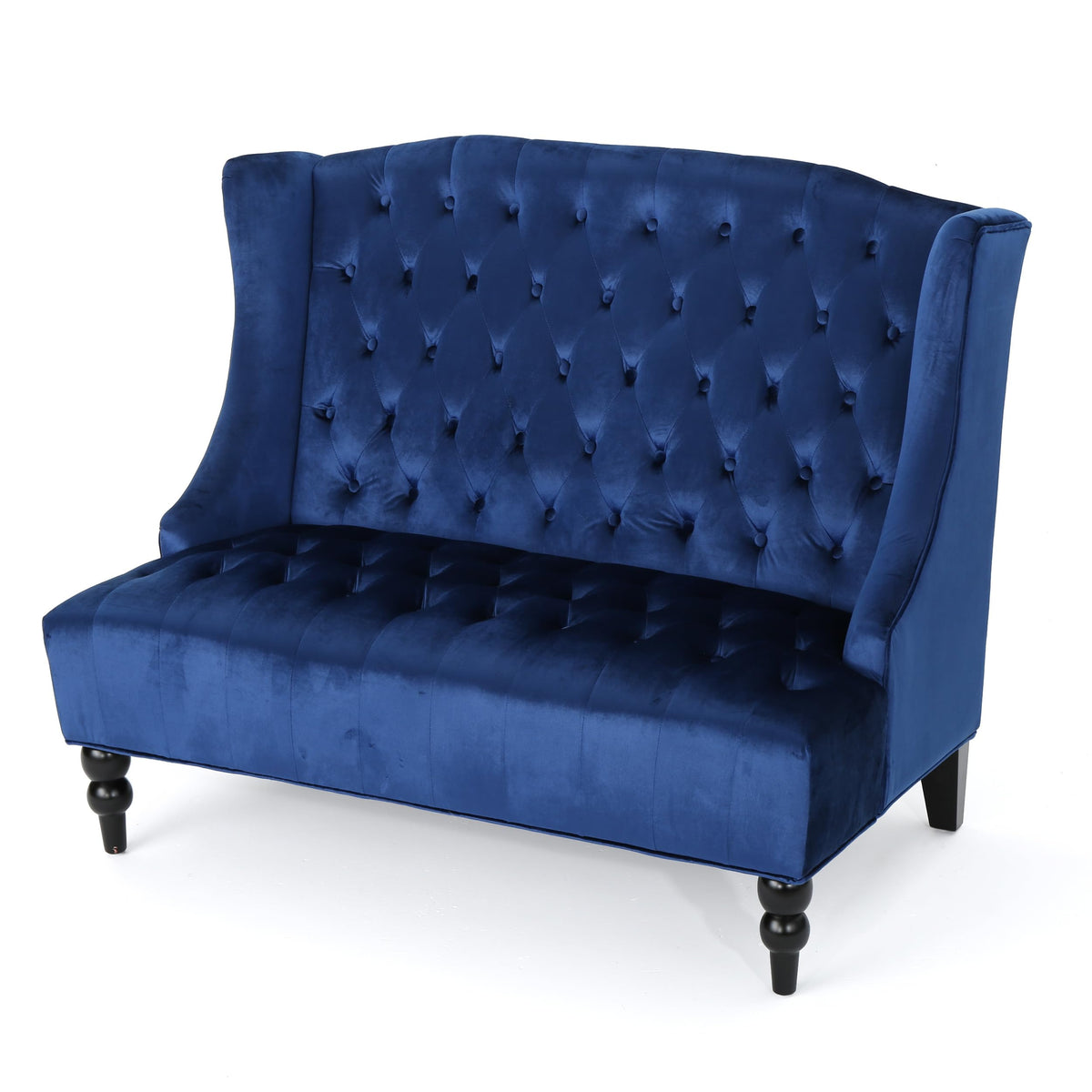 Navy Blue Velvet Tufted Loveseat S2950