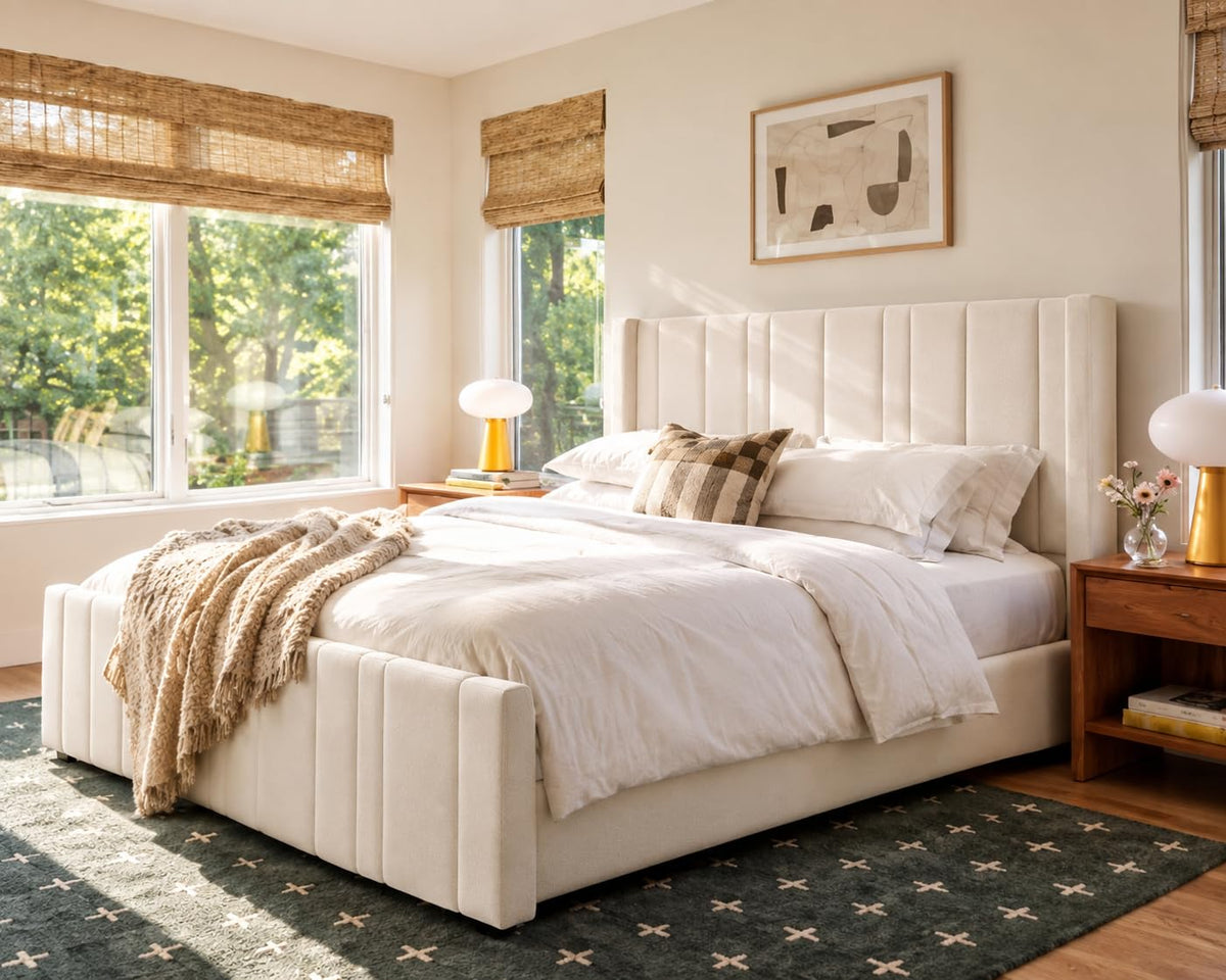 Full Size Velvet Headboard Bed Frame P9655