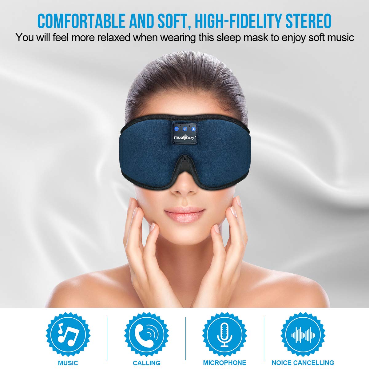 3D Bluetooth Wireless Headband Sleep Mask, Pack of 2 G868