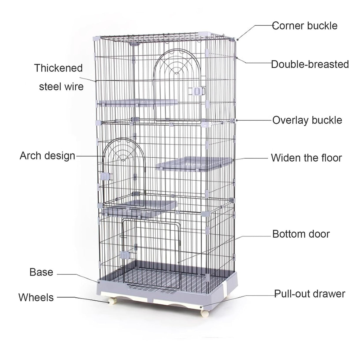 Foldable 4 Tier Large Detachable Cat Cage with Hammock D70165