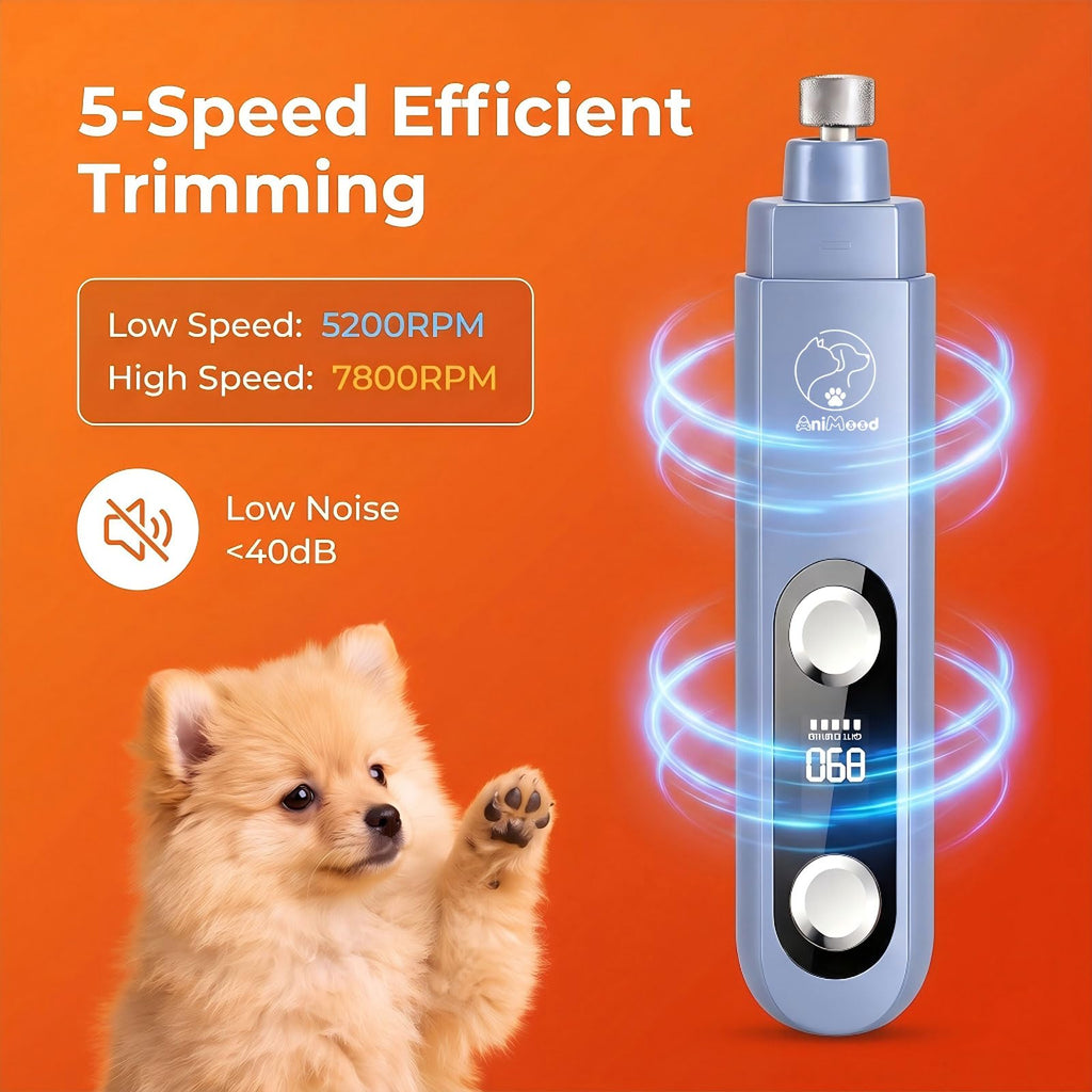 5-Speed Ultra Quiet Dog Nail Grinder with LED Light O663913