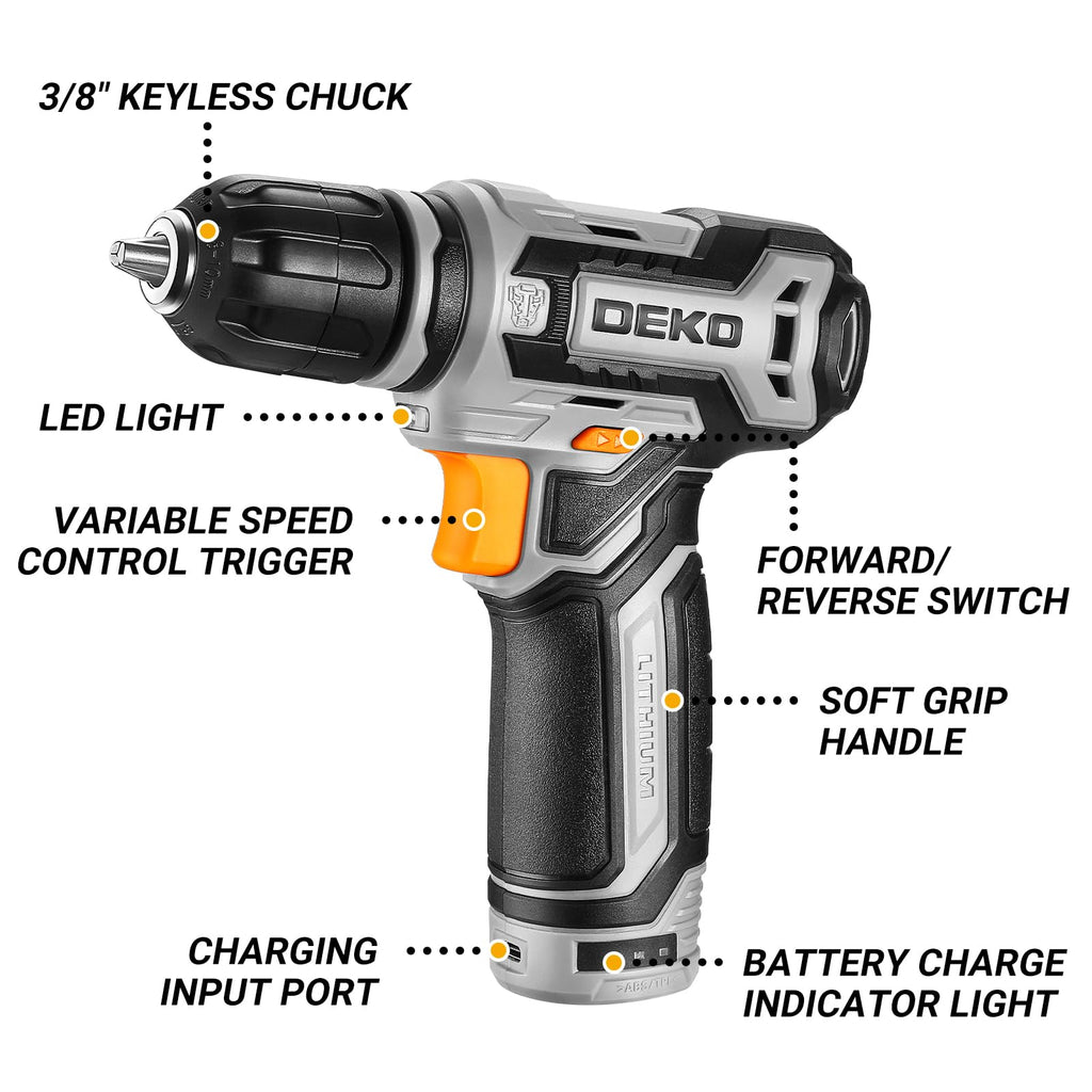 12V Cordless Drill Set with 3/8-inch Keyless Chuck G14901