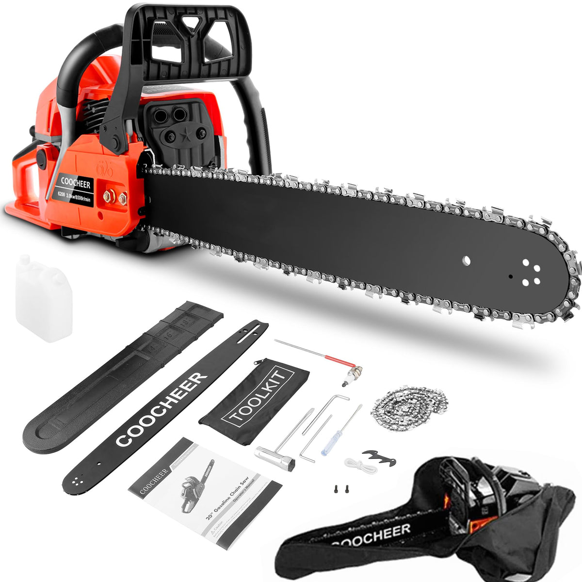 62CC 20 Inch 2-Cycle Gas Chainsaw with Carrying Bag E461514