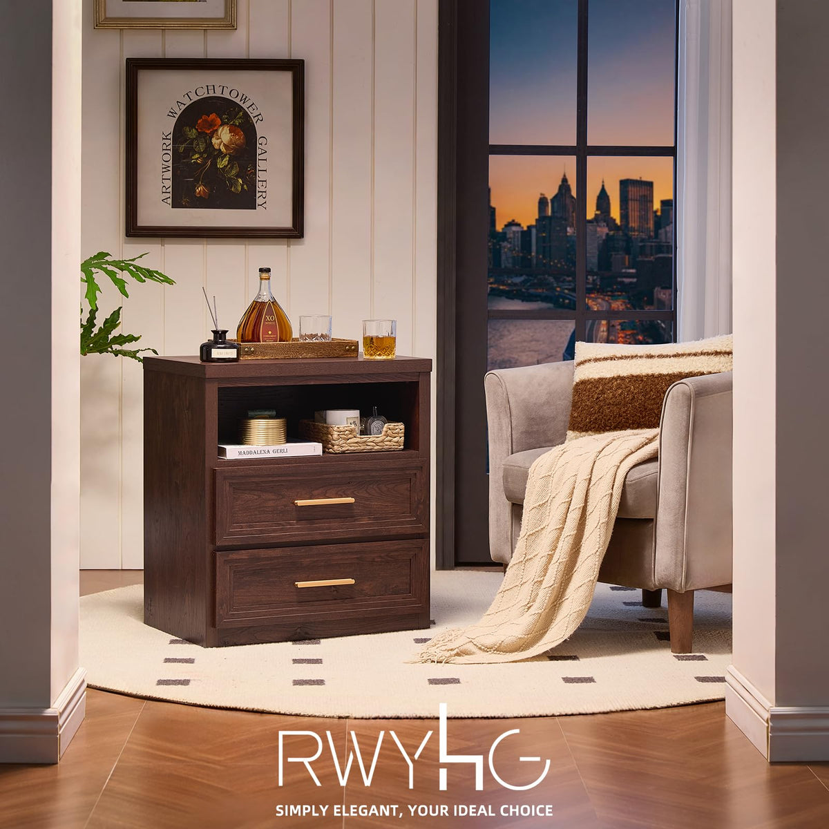 24'' Wide 2 Drawer Wood Nightstand N933417