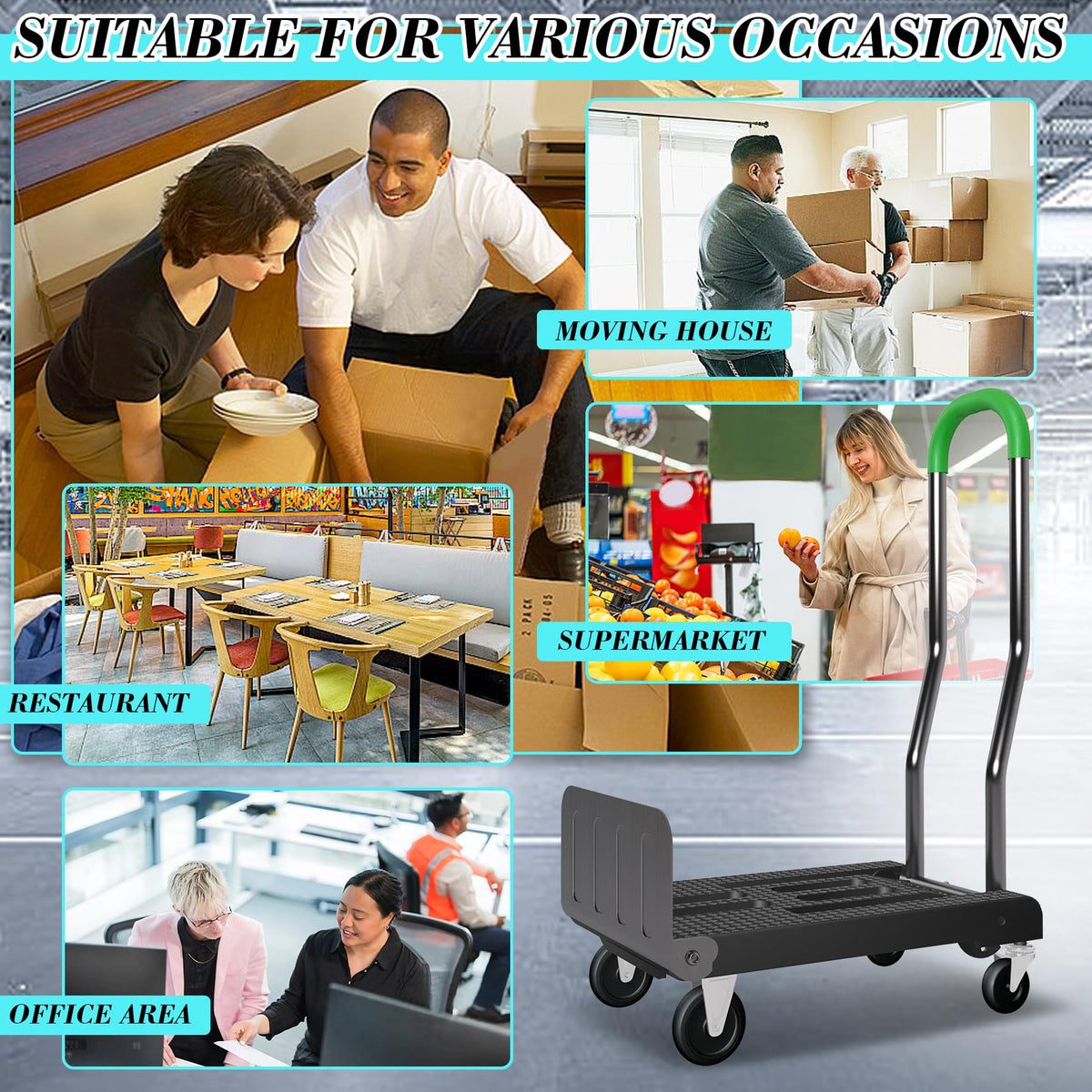 2-in-1 Convertible Hand Truck Dolly, 330LBS Capacity, Foldable Black & Dill Green X28935