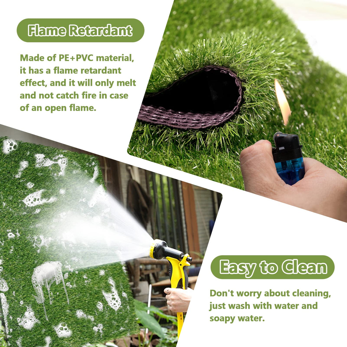 43.3 x 29.5 Inches Washable Artificial Grass Rug E15672