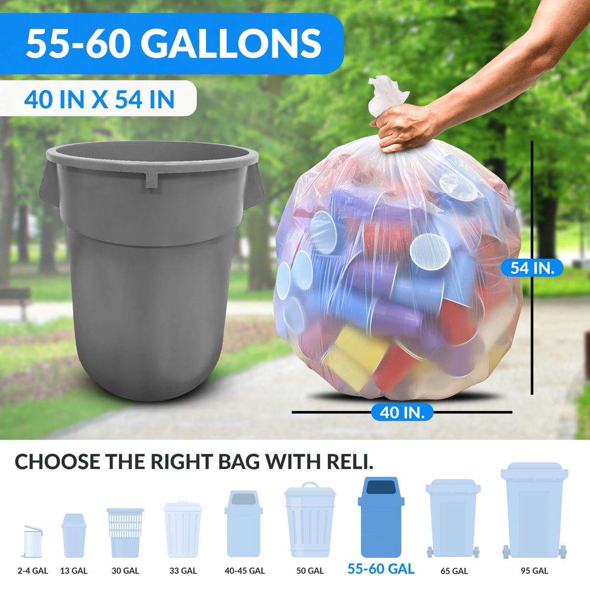 55-60 Gallon Heavy Duty Trash Bags Z48284