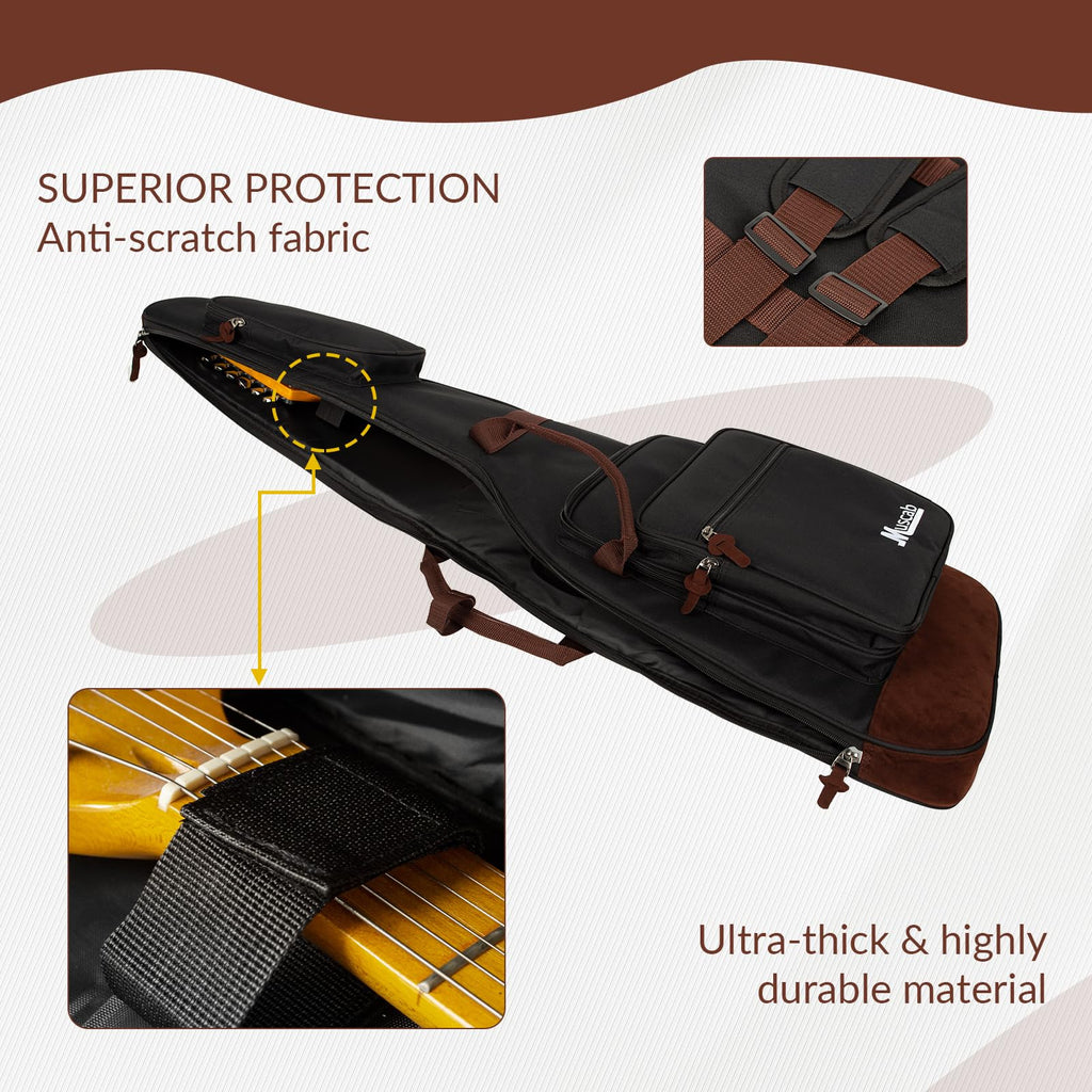 Black Electric Guitar Bag with Neck Strap and 4 Pockets Z988369
