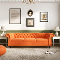 Velvet 3 Seater Tufted Sofa with Rolled Arms F608