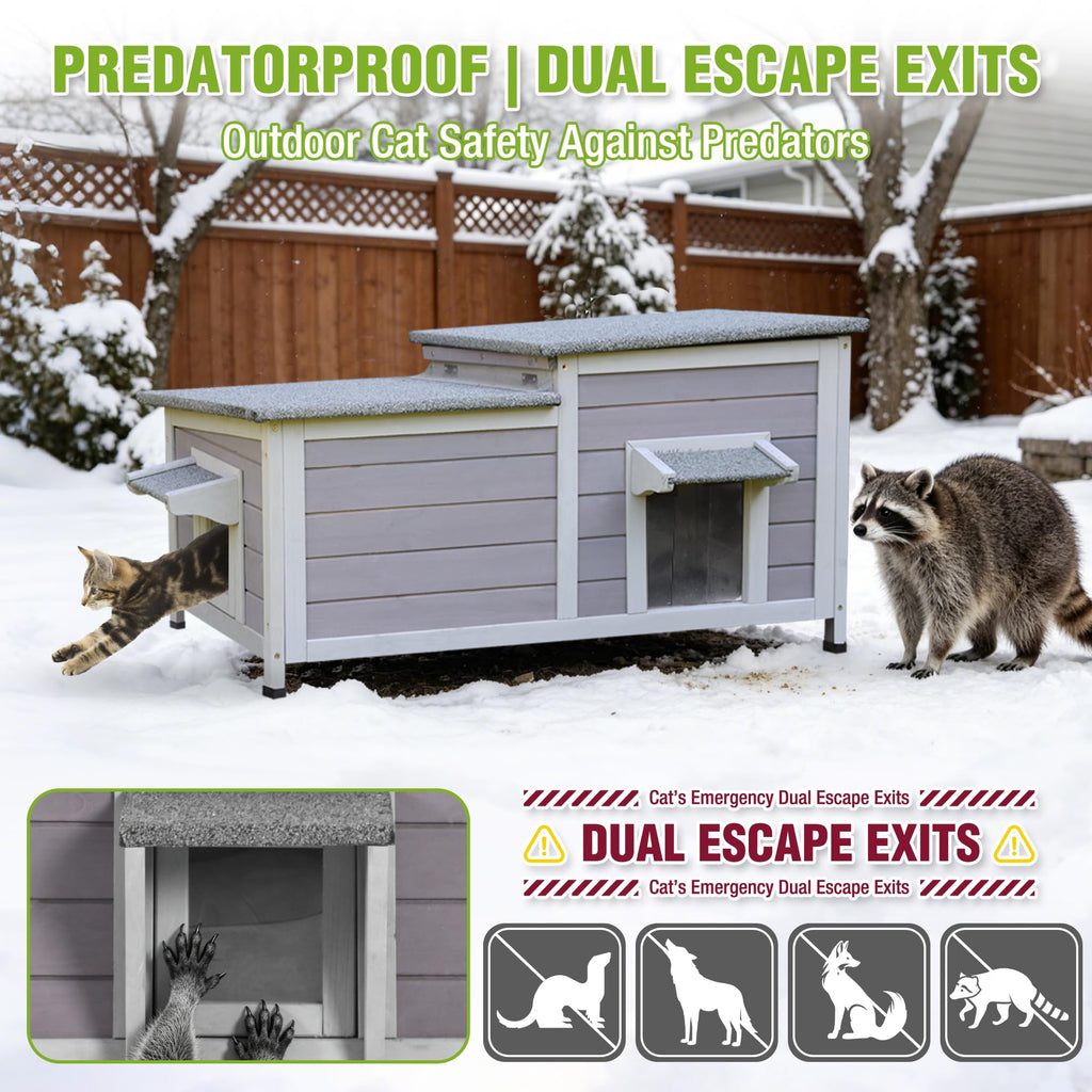 Large Heated Outdoor Cat House with Insulated Liner X122