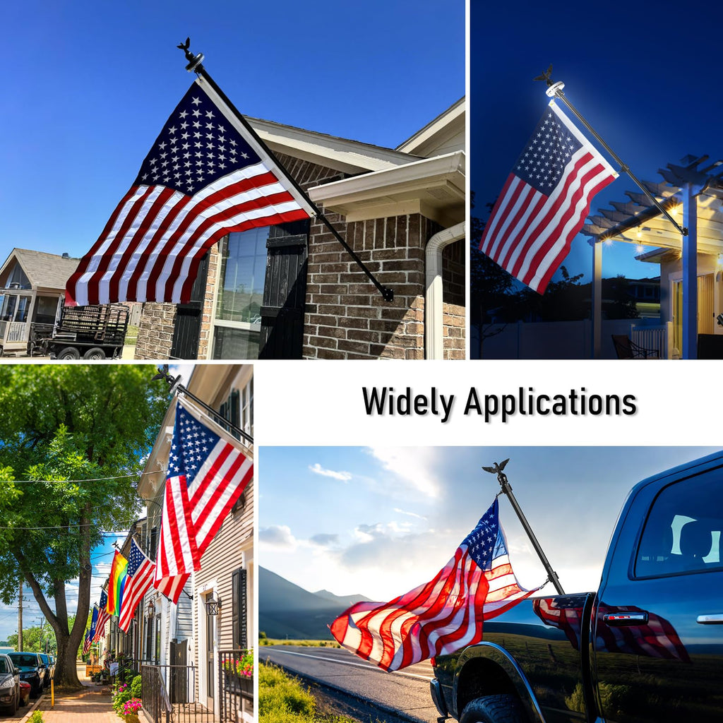 7FT Stainless Steel Flag Pole Kit with Solar Light and Adjustable Bracket Q105