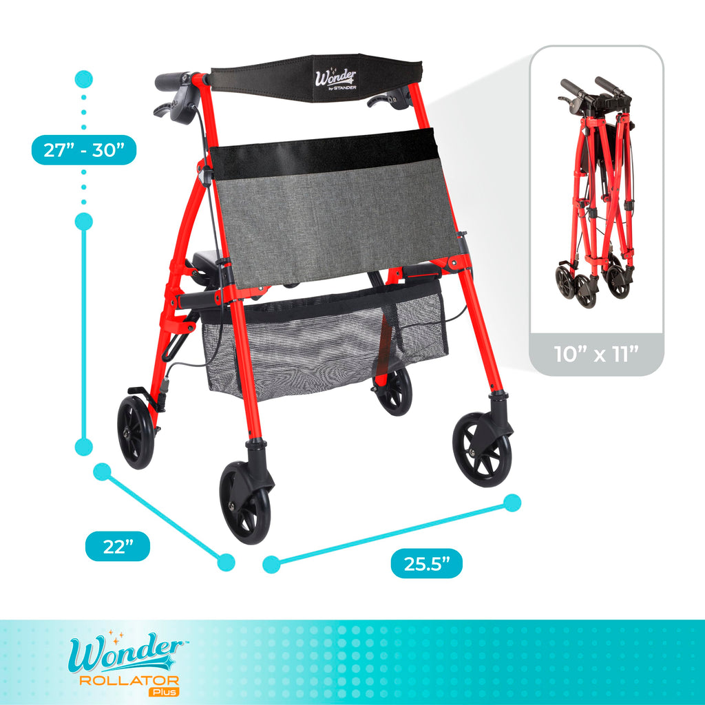 Lightweight Folding Mobility Aid with Four Wheels and Seat X335