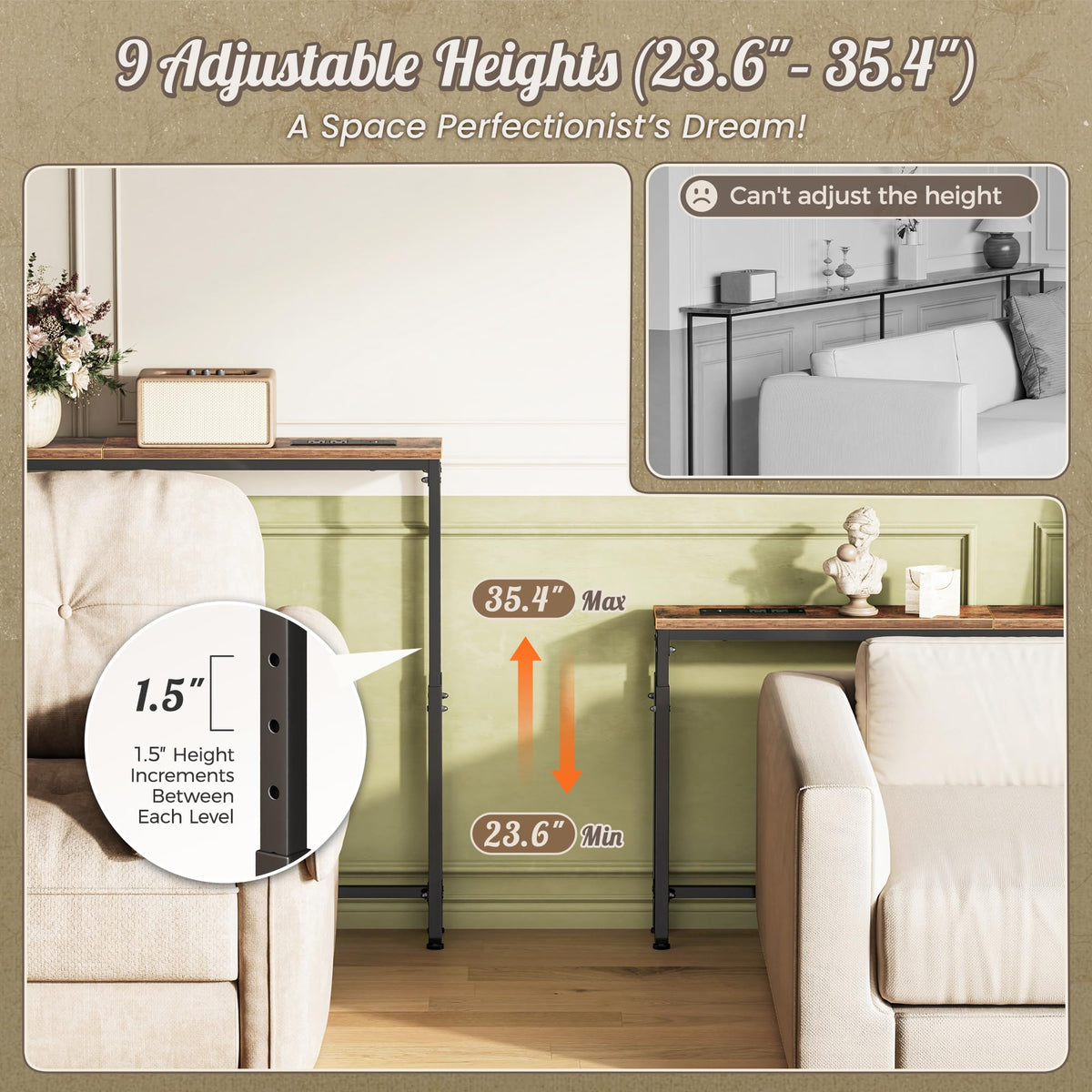 Narrow Console Table with Power Outlets & USB-C L250