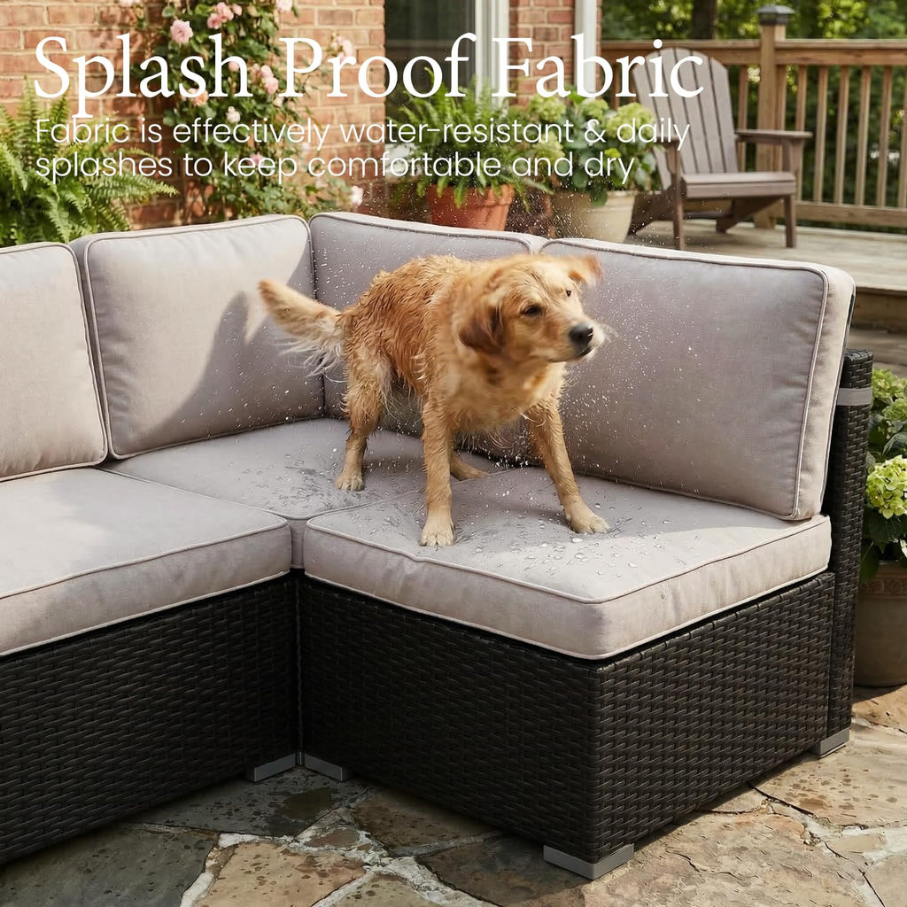 15 Piece Wicker Rattan Patio Furniture Set with Fire Pit Table Y19906