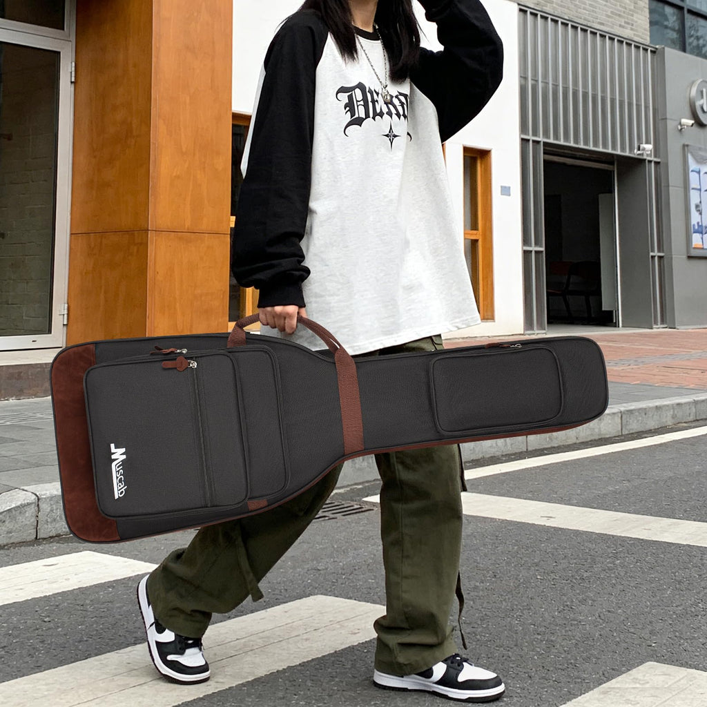 Black Electric Guitar Bag with Neck Strap and 4 Pockets Z988369