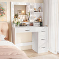 White Vanity Desk with Lighted Mirror and 4 Drawers T512413