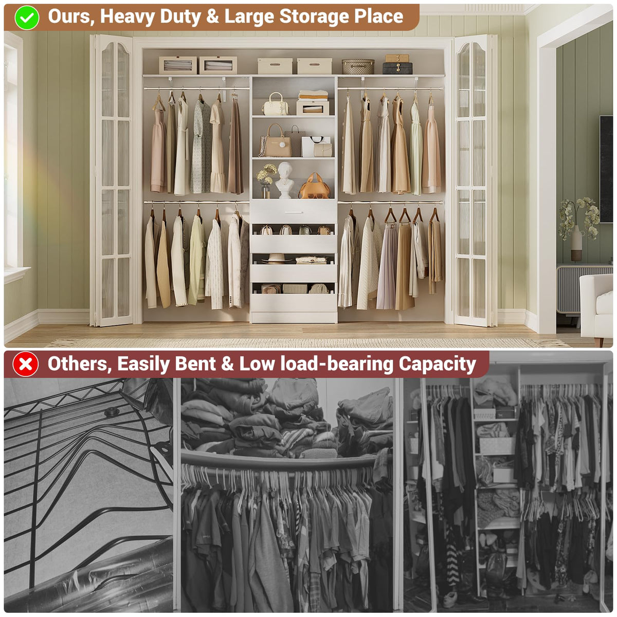 Wood Closet Organizer System with 4 Drawers A233