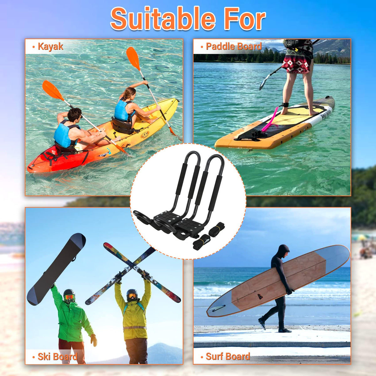2 Pairs J-Bar Kayak Roof Rack Set of 4 G235