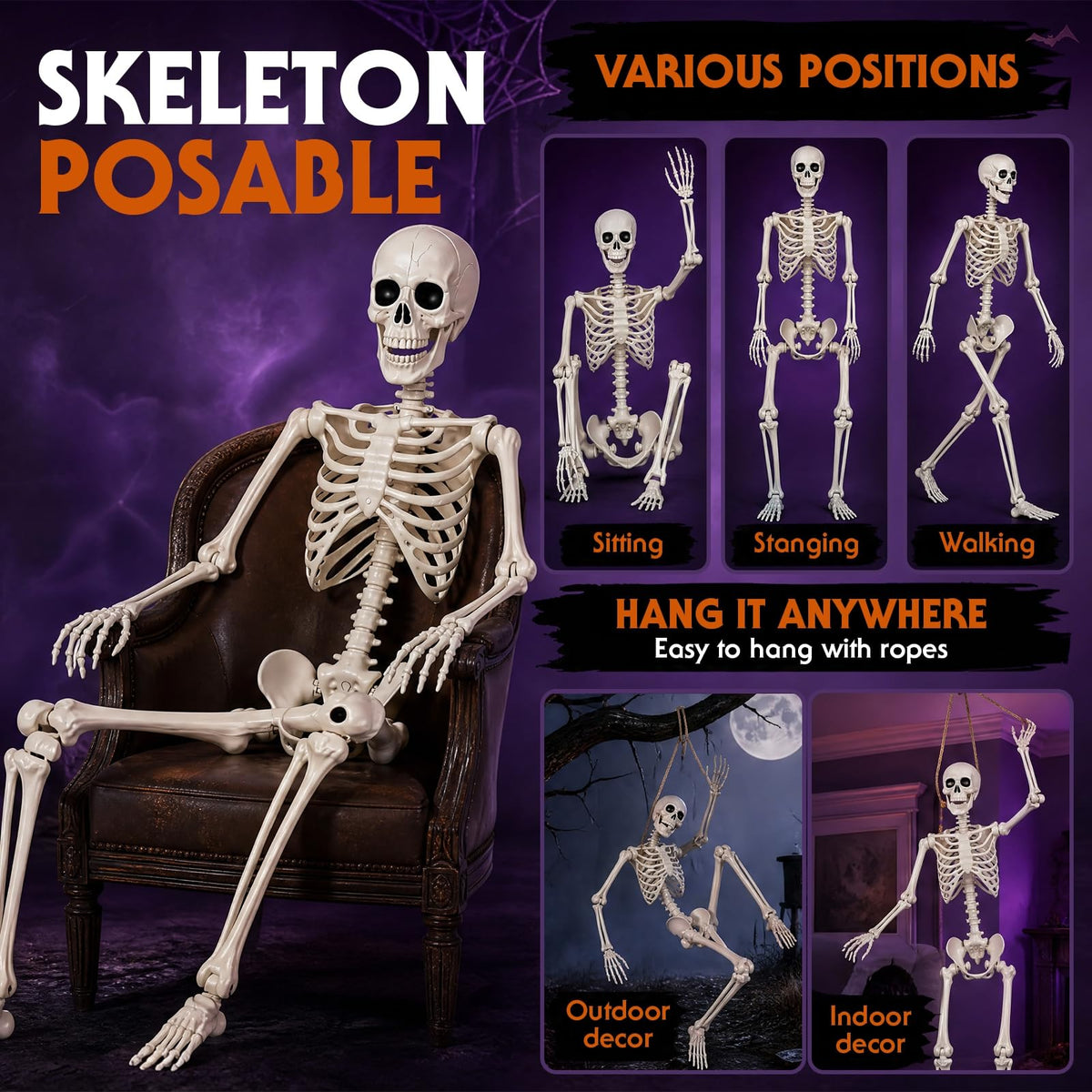 5.4FT Plastic Full Body Skeleton with Movable Joints B917