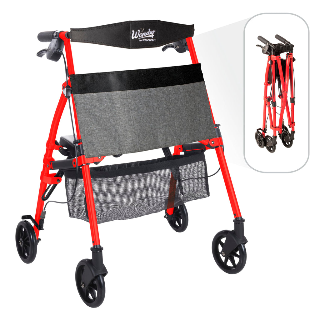 Lightweight Folding Mobility Aid with Four Wheels and Seat X335