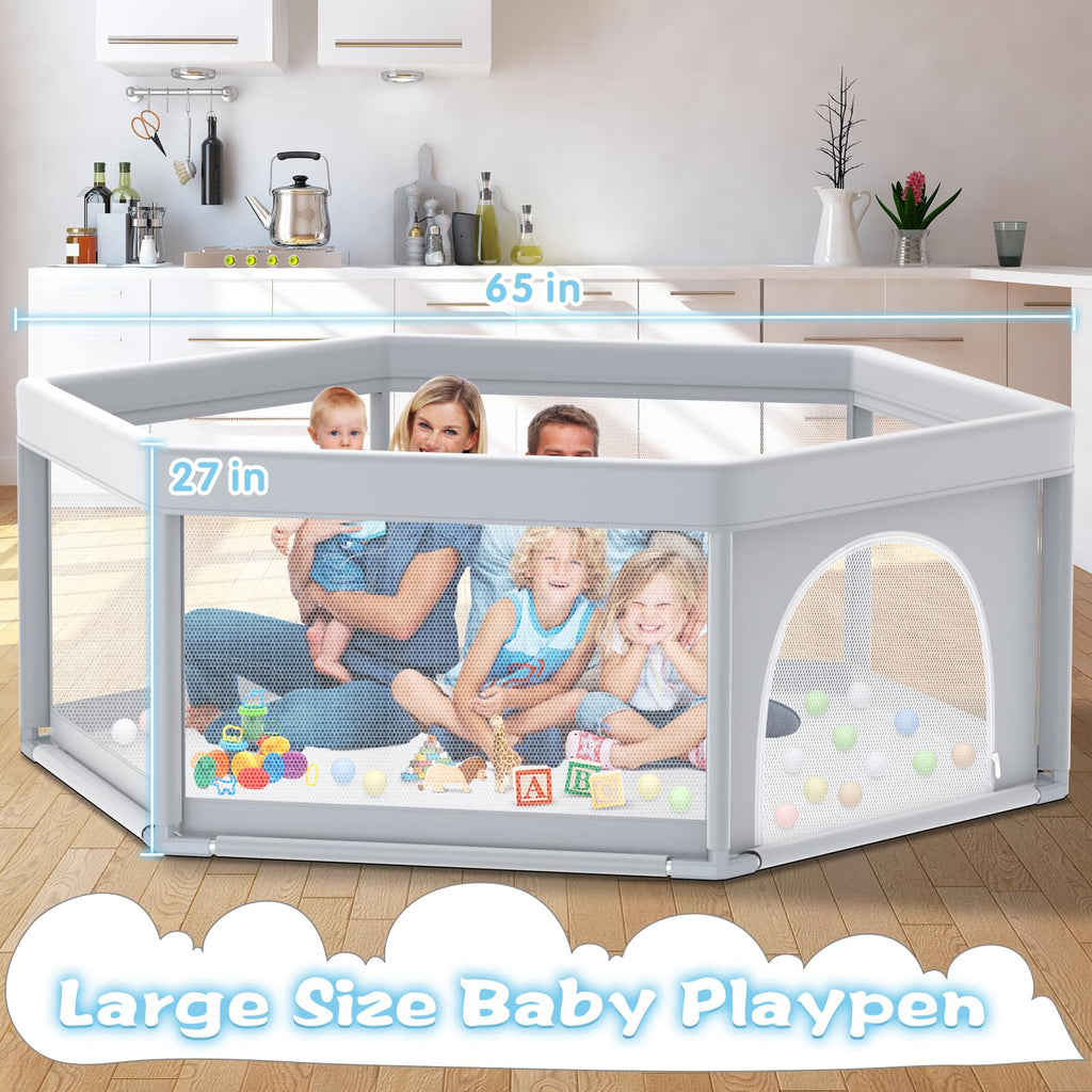 65x65 Inch Hexagonal Baby Playpen I749653