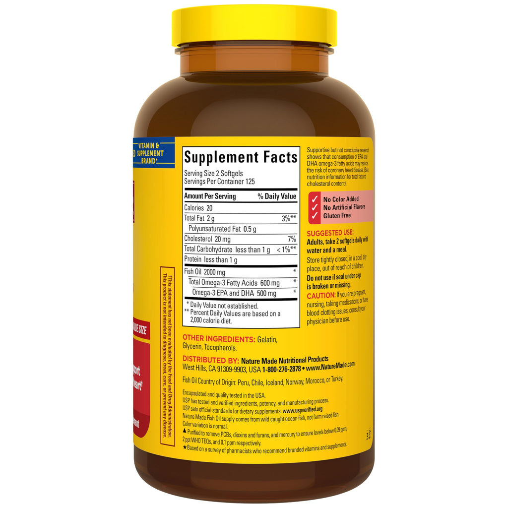 Fish Oil Omega 3 Supplements 2000mg 250 Softgels D51300
