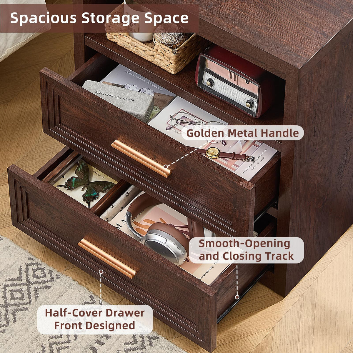 24'' Wide 2 Drawer Wood Nightstand N933417