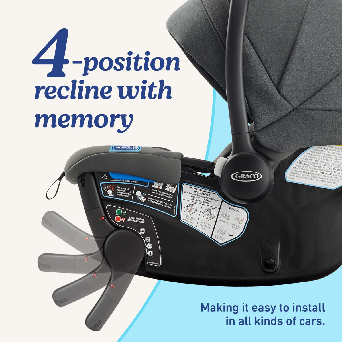 Infant Car Seat, Lightweight, Reclining Rear Facing F65451
