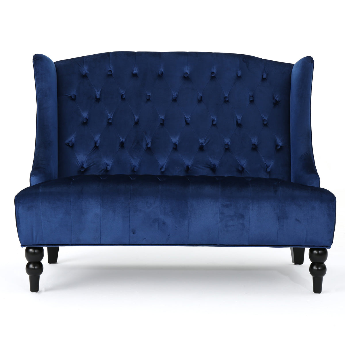 Navy Blue Velvet Tufted Loveseat S2950