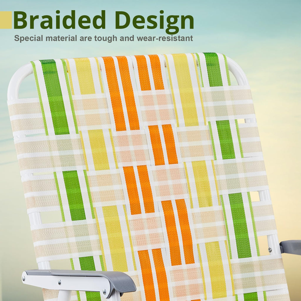 Set of 2 Webbed Folding Beach Chairs J4527