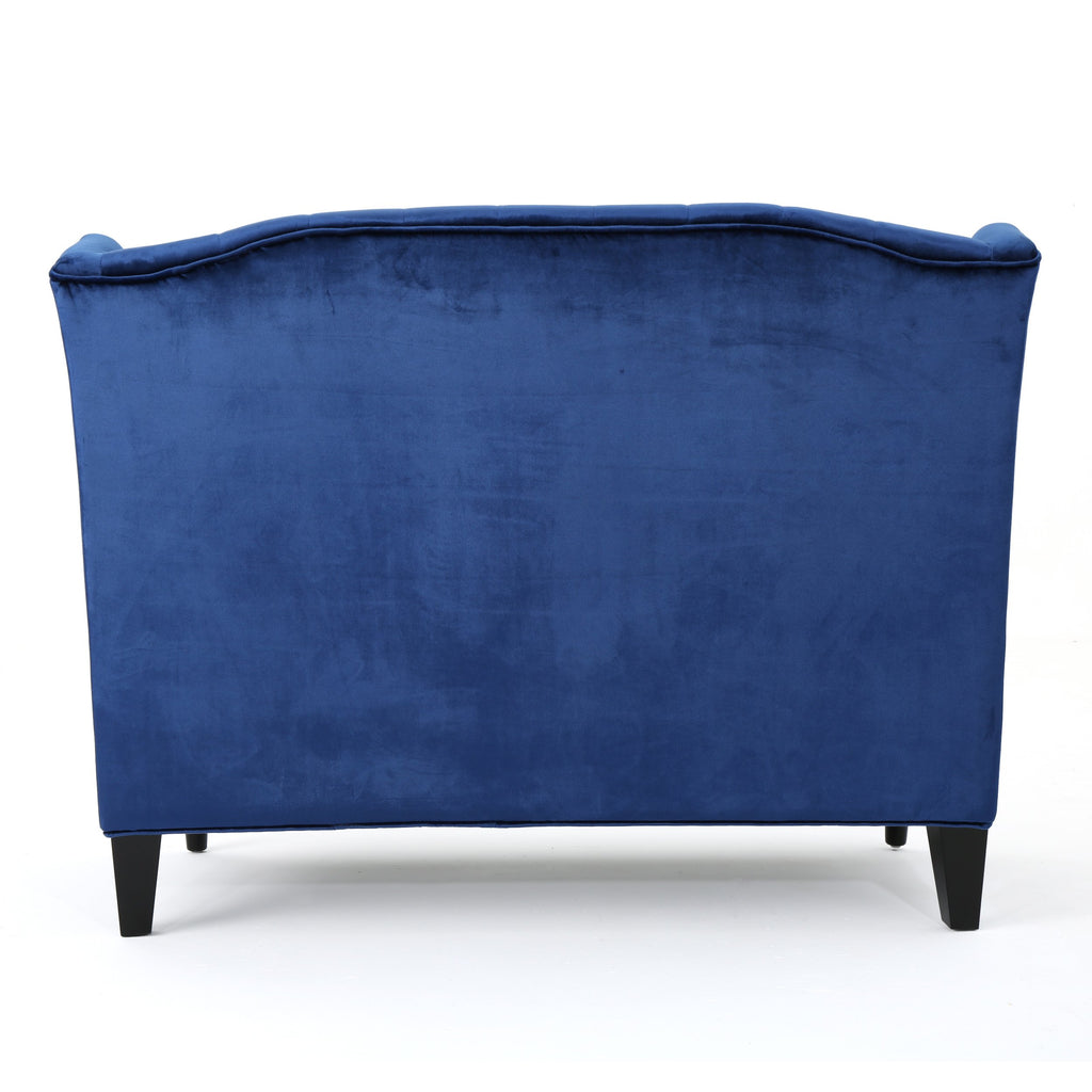 Navy Blue Velvet Tufted Loveseat S2950