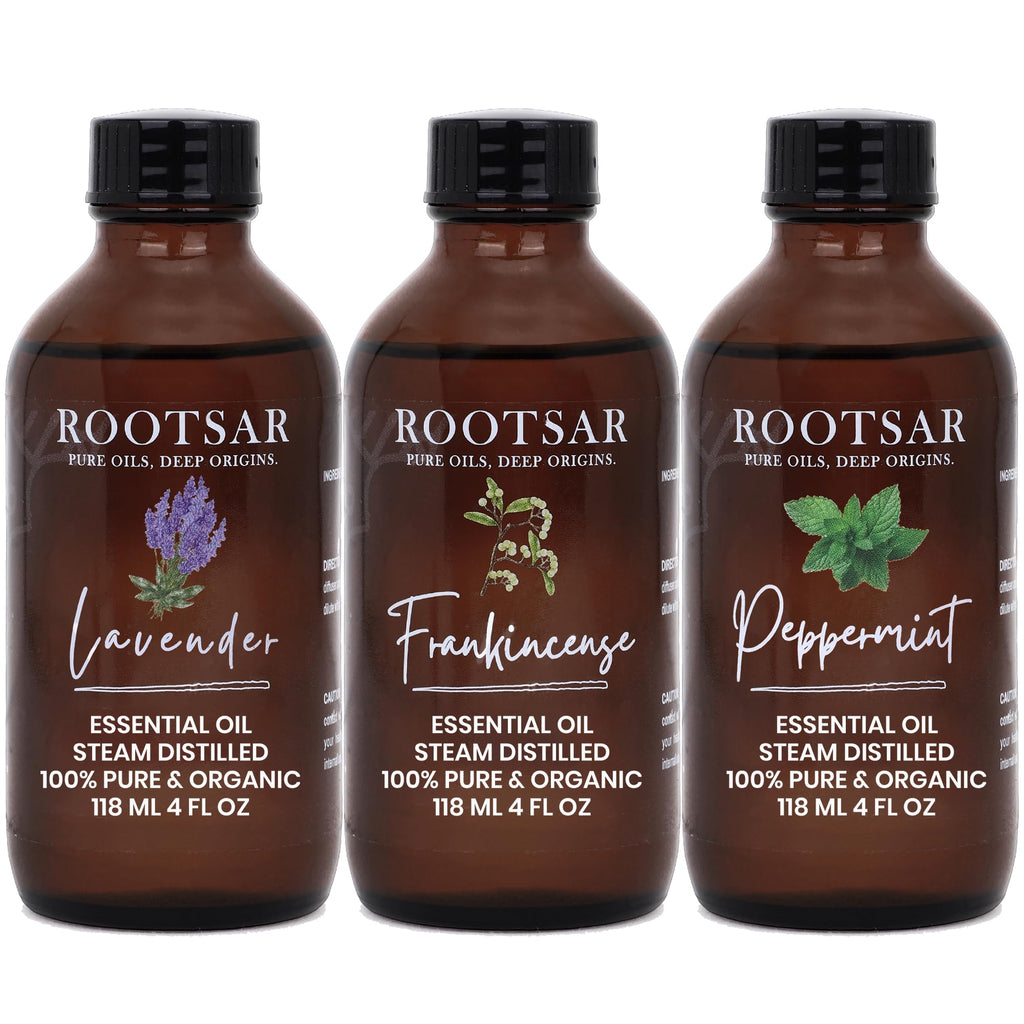 3 Pack Lavender Frankincense Peppermint Essential Oils 4 Fl Oz E424350